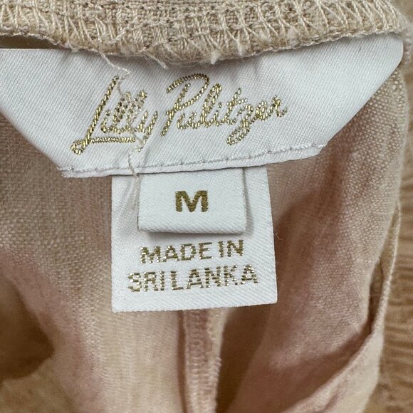 Lilly Pulitzer Cream 100% Linen Stretch Waist Pants Womens Size M - Picture 3 of 8